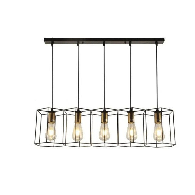 Industrial Vintage Geometric Frame Iron 3/5 Light Island Light Chandelier
