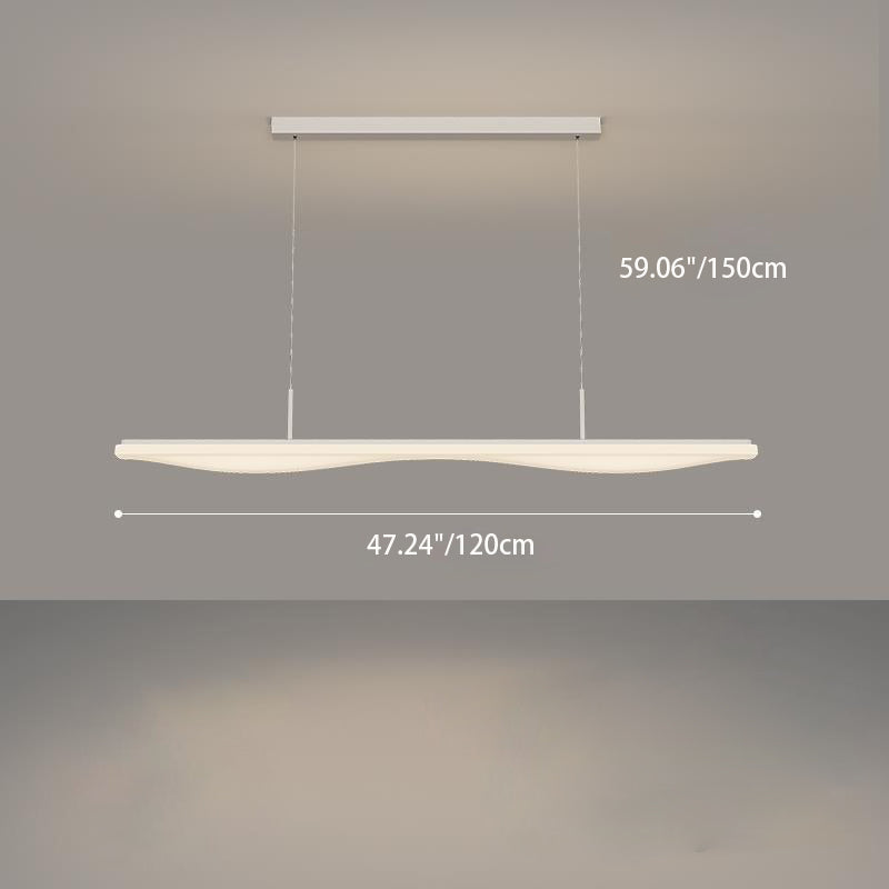 Modern Minimalist Long Iron Rolled Plastic LED Island Light Pendant Light For Dining Room