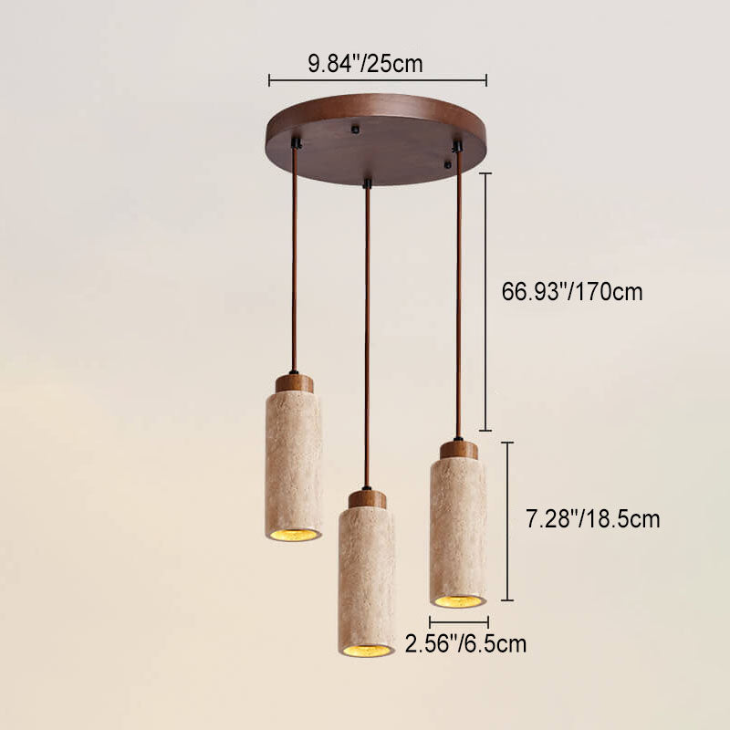 Japanese Wabi-sabi Solid Wood Stone 1/2/3-Light Island Light Chandelier