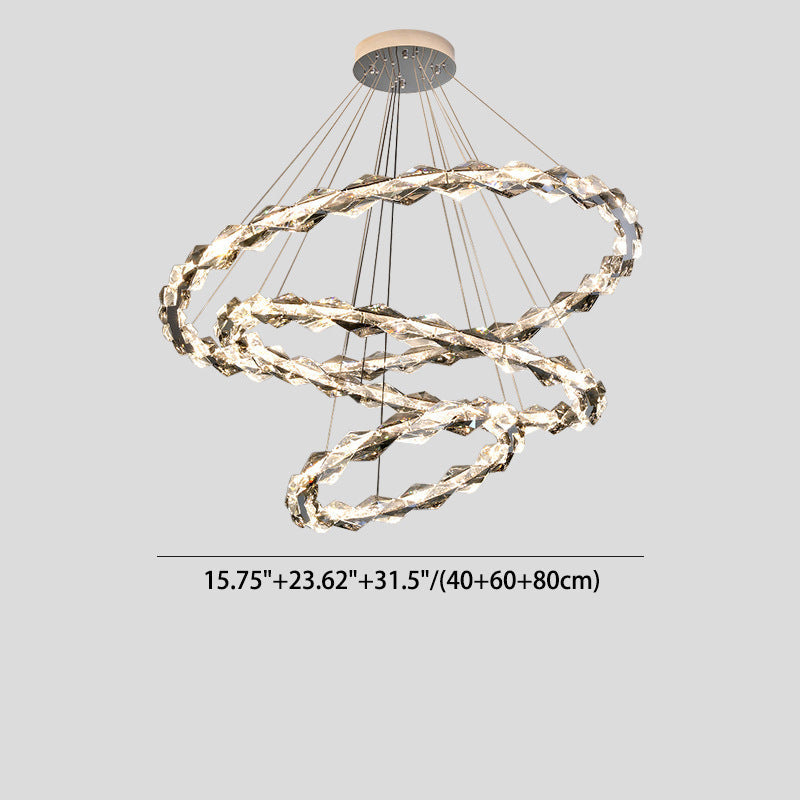 Modern Minimalist Round Crystal Iron LED Chandelier For Living Room