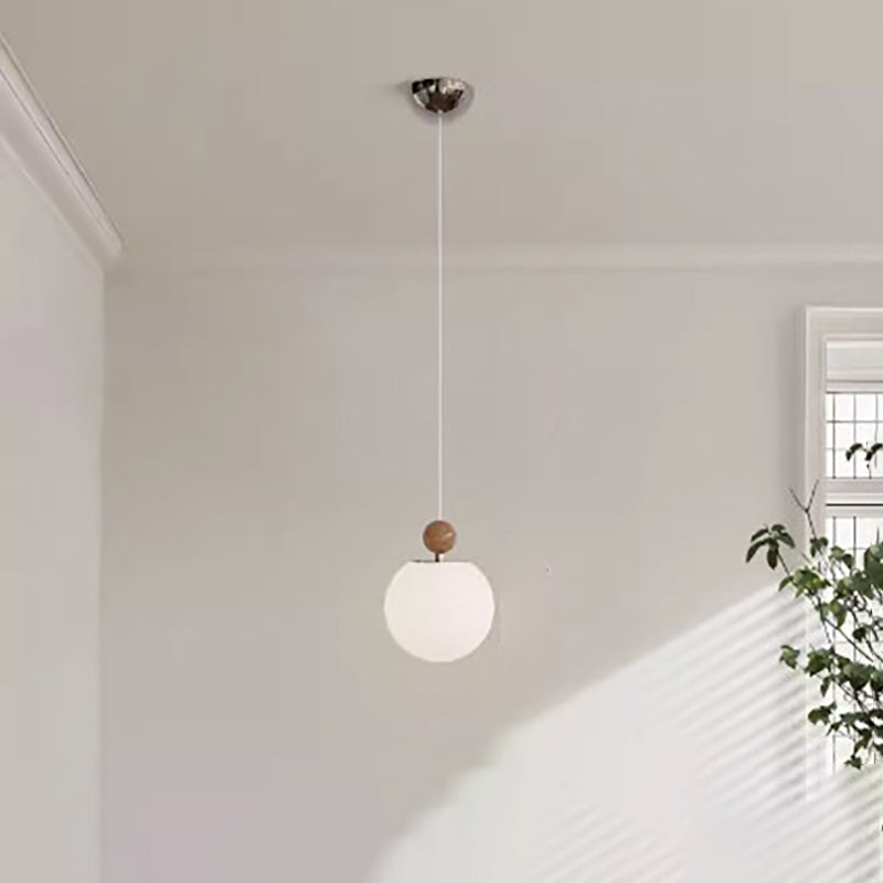Modern Minimalist Round Ball Iron Glass 1-Light Pedant Light For Bedroom