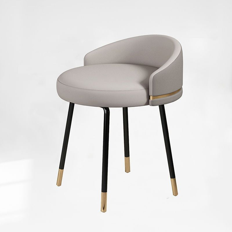 Contemporary Nordic Round Houndstooth Faux Leather Fabric Splicing Vanity Stool Low Back For Bedroom