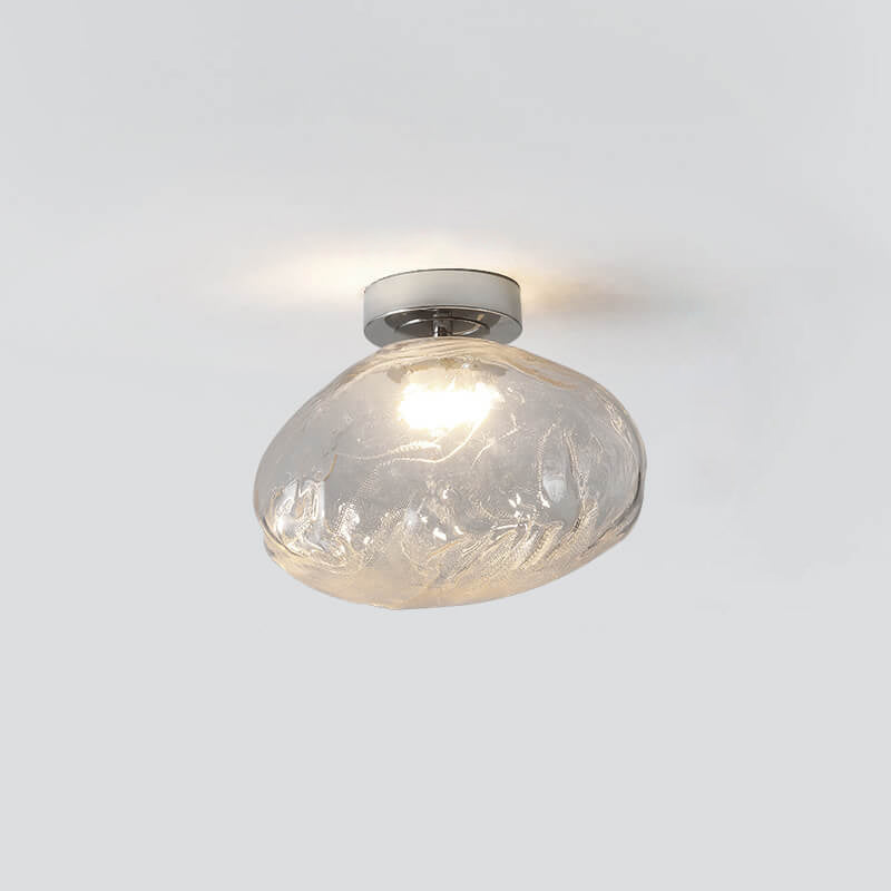 Nordic Creative Amber Glass Cloud Design LED Semi-Flush Mount Ceiling Light