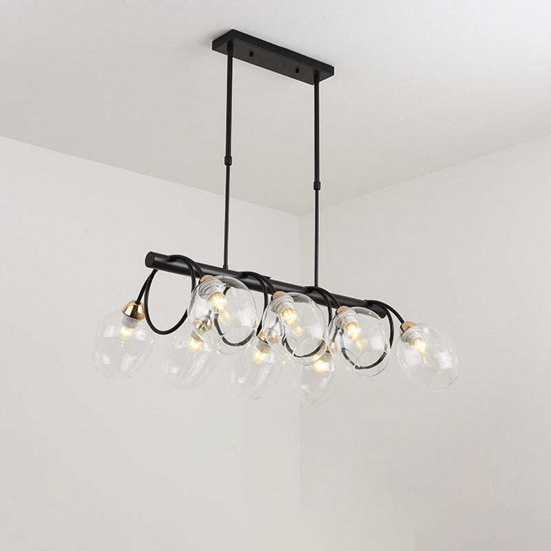 Nordic Light Luxury Gradient Glass Linear 6/8/10 Light Island Light Chandelier