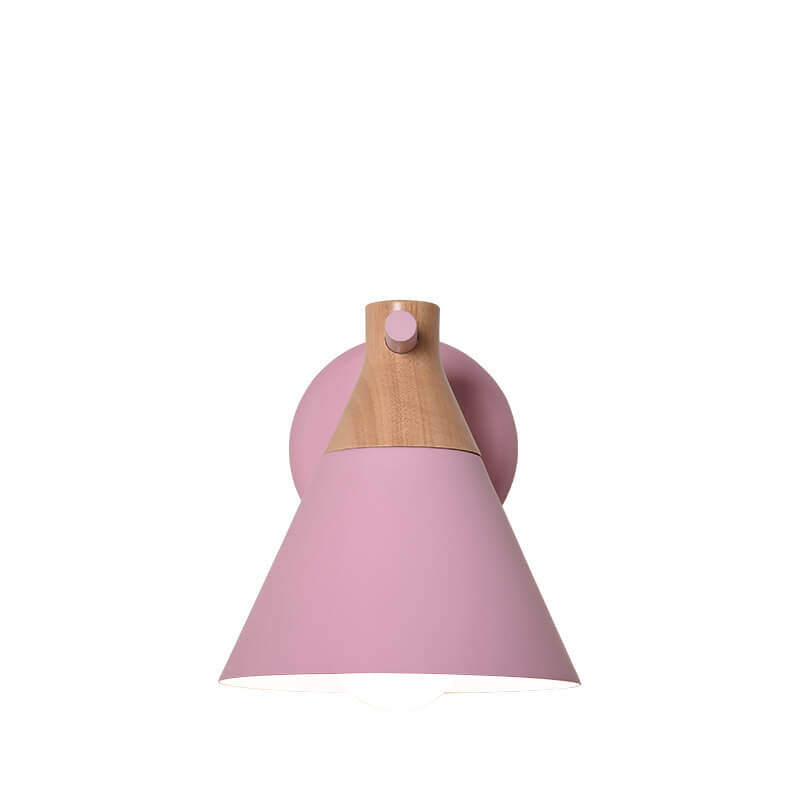 Nordic Solid Wood Macaron Cone Shade 1-Light Wall Sconce Lamp