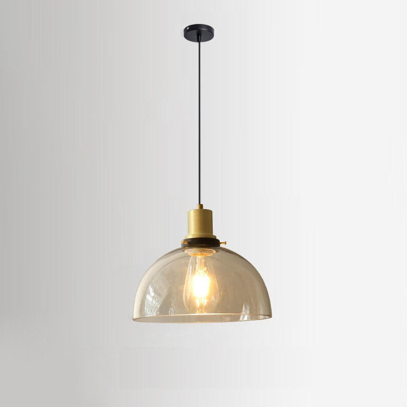 Vintage Minimalist Semi-Circular Cone Cup Iron Glass 1-Light Pendant Light