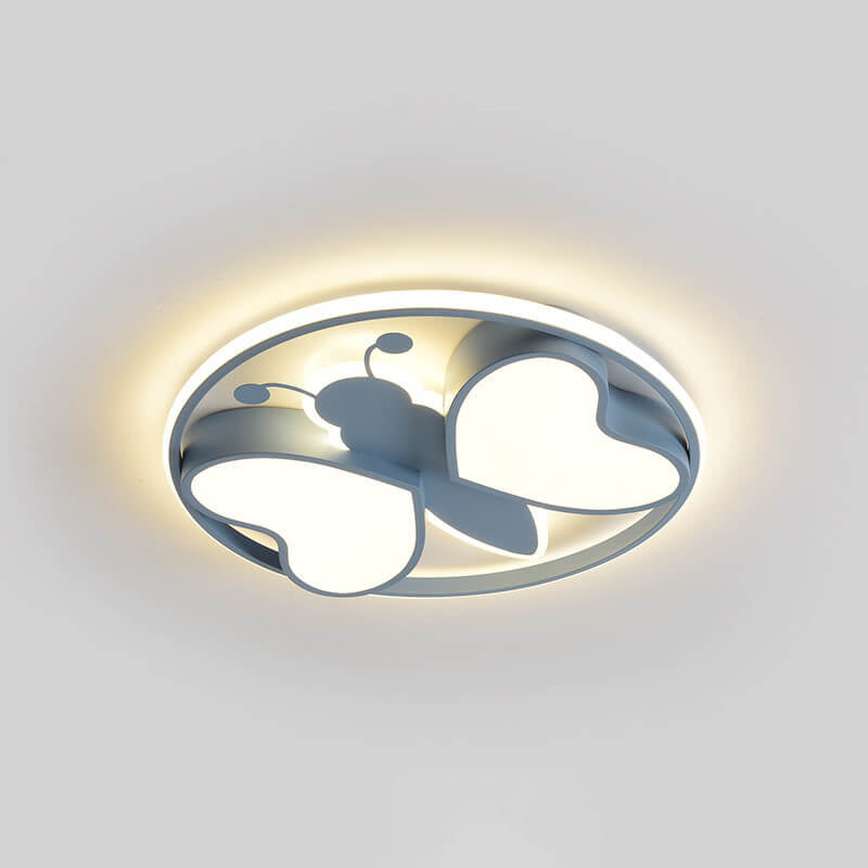 Creative Cartoon Butterfly Round LED Flush Mount Ceiling Light