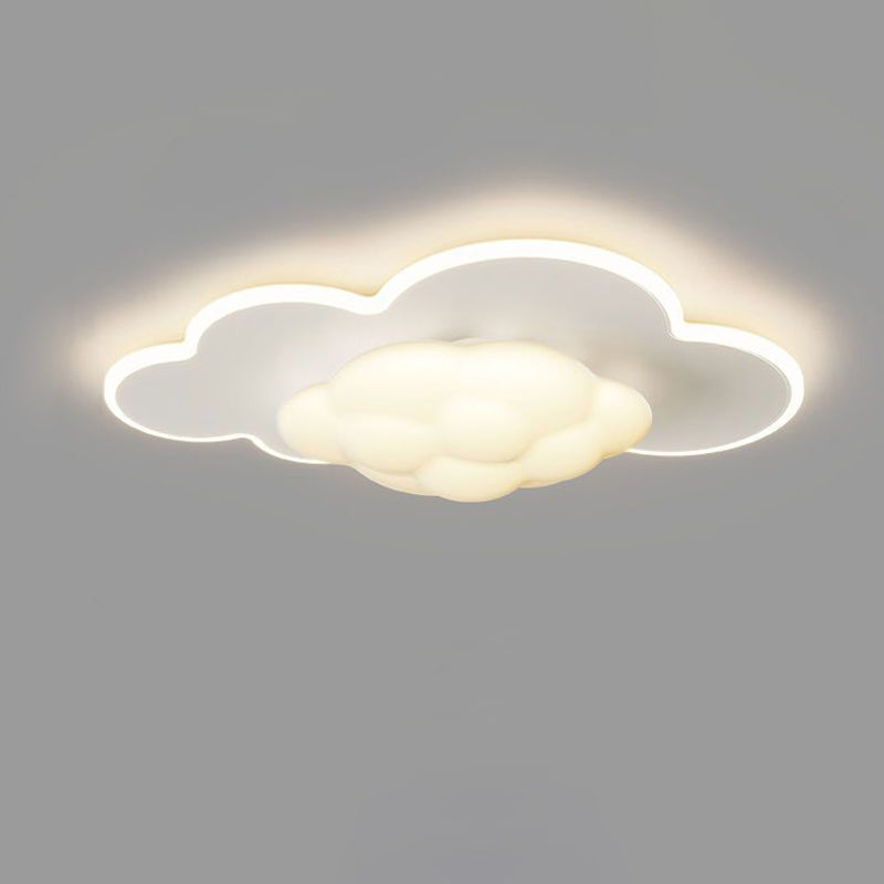 Modern Art Deco Cream Clouds Plastic Iron LED Flush Mount Ceiling Light For Living Room