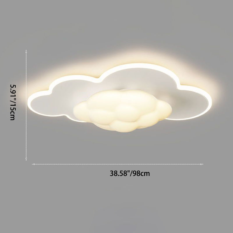 Modern Art Deco Cream Clouds Plastic Iron LED Flush Mount Ceiling Light For Living Room