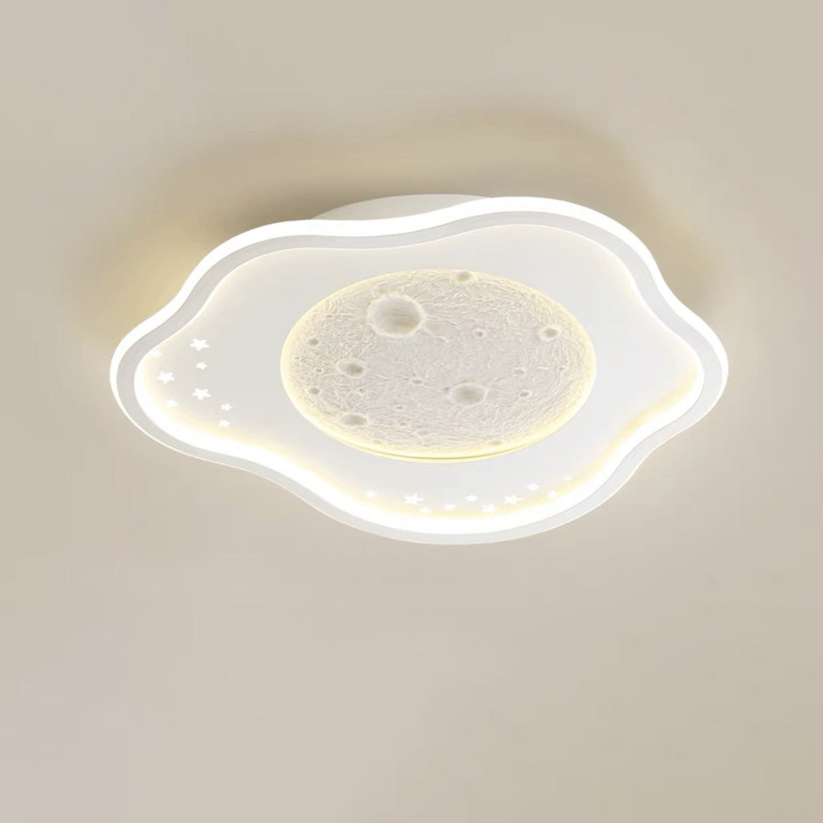 Contemporary Nordic Iron Acrylic Planet Moon Round Triangle LED Flush Mount Ceiling Light For Bedroom