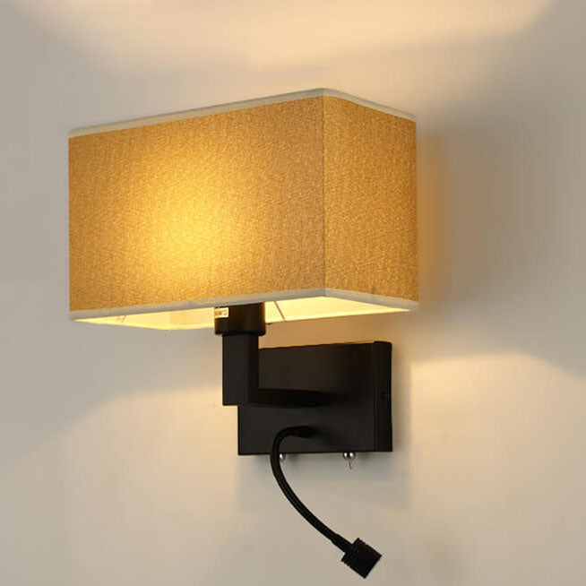 Modern Minimalist Solid Color Rectangular Iron Fabric 2-Light Wall Sconce Lamp