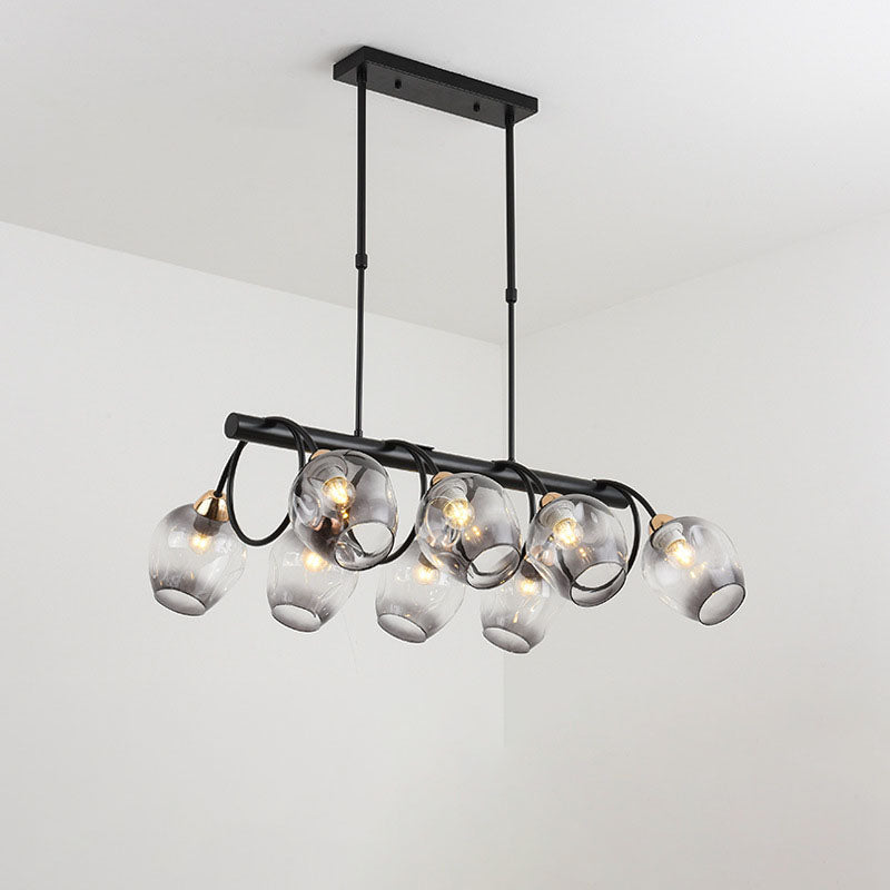 Nordic Light Luxury Gradient Glass Linear 6/8/10 Light Island Light Chandelier
