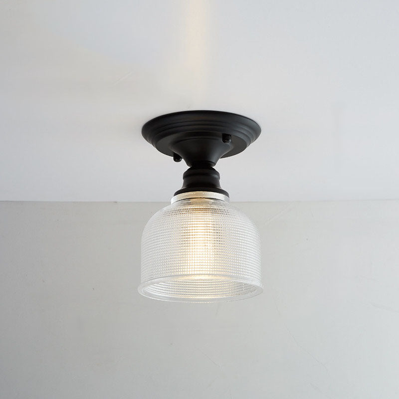Nordic Vintage Glass Floral Round Geometry 1-Light Semi-Flush Mount Ceiling Light