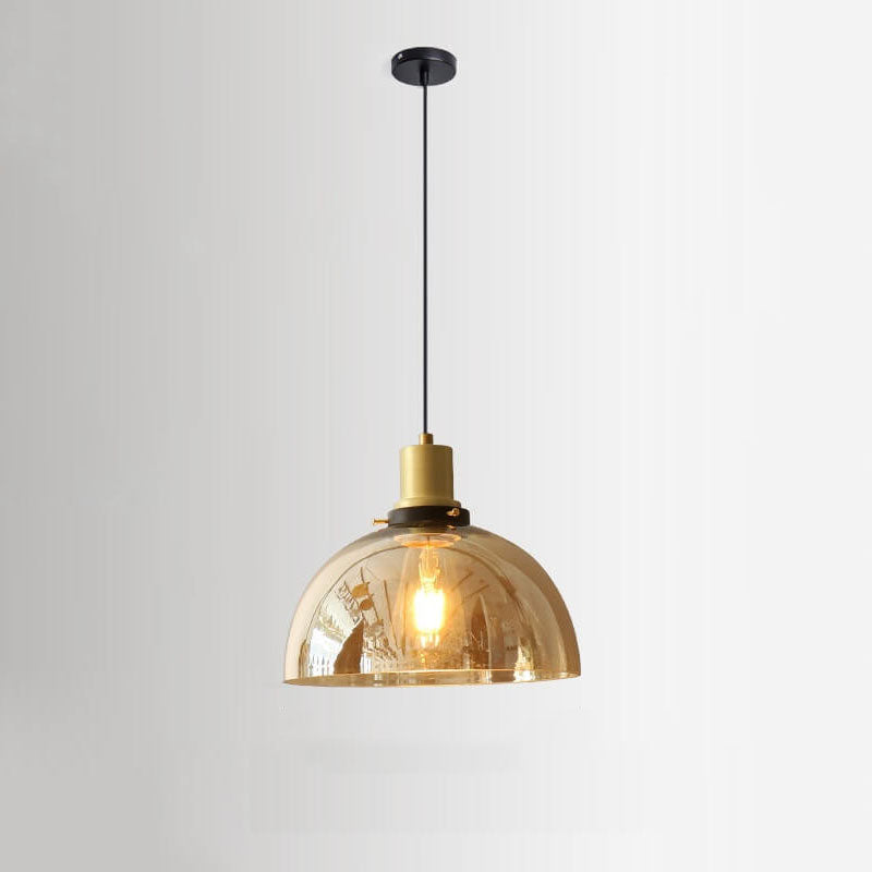 Vintage Minimalist Semi-Circular Cone Cup Iron Glass 1-Light Pendant Light
