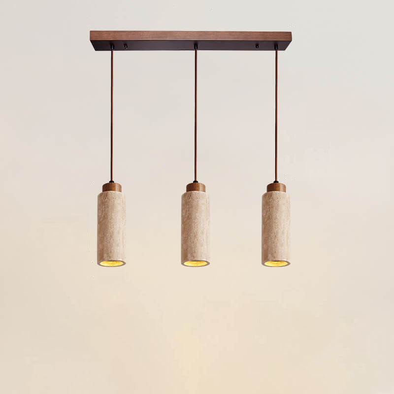 Japanese Wabi-sabi Solid Wood Stone 1/2/3-Light Island Light Chandelier