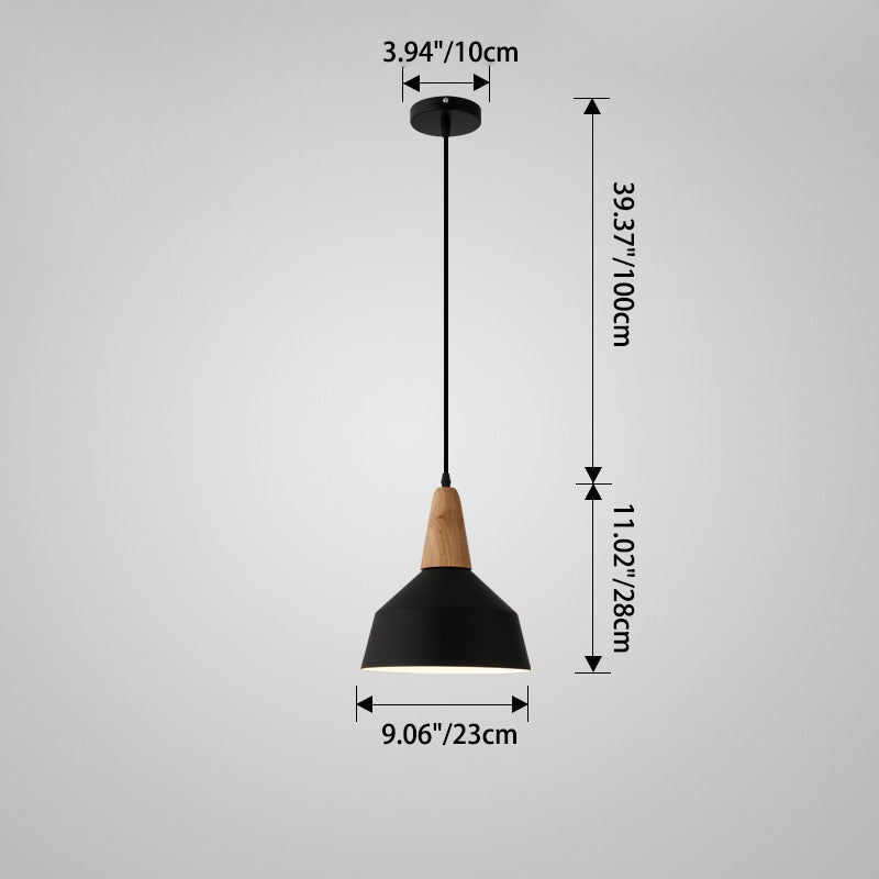 Nordic Minimalist Macaron Solid Color Aluminum Wood 1-Light Pendant Light