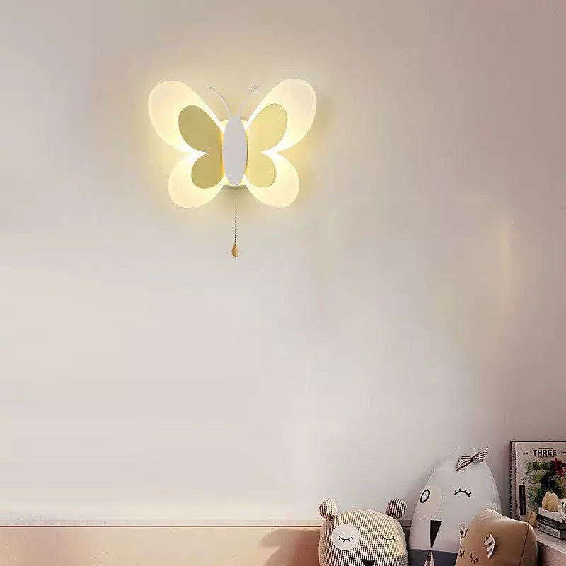 مصباح حائط LED حديدي بتصميم فراشة أكريليك معاصر إبداعي لغرفة النوم