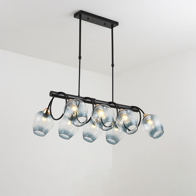 Nordic Light Luxury Gradient Glass Linear 6/8/10 Light Island Light Chandelier