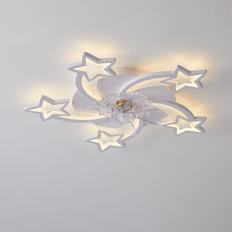 Scandinavian Modern Star Line Iron Acrylic Plastic LED Flush Mount Ceiling Fan Light