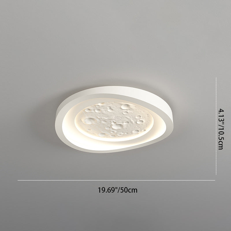 مصباح سقف LED دائري الشكل مصنوع من الحديد بتصميم بسيط وعصري بنمط صخور مقلدة من الراتينج، مناسب لغرفة المعيشة