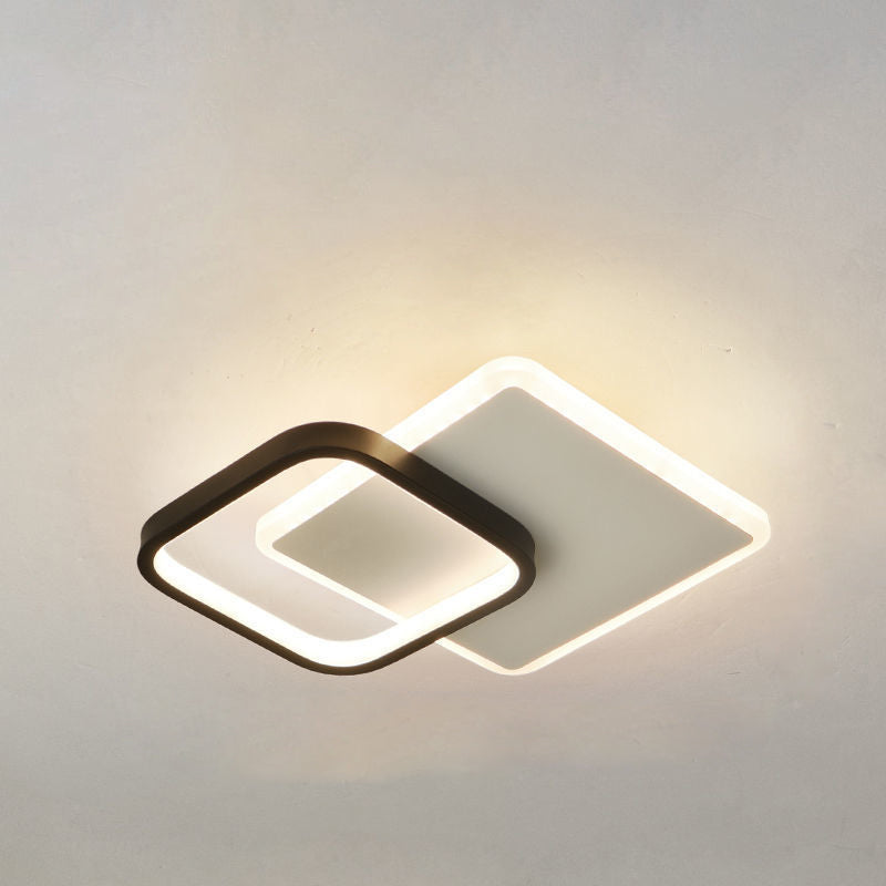 مصباح سقف LED معدني هندسي معاصر من الحديد بتصميم اسكندنافي، يُثبّت في الردهة