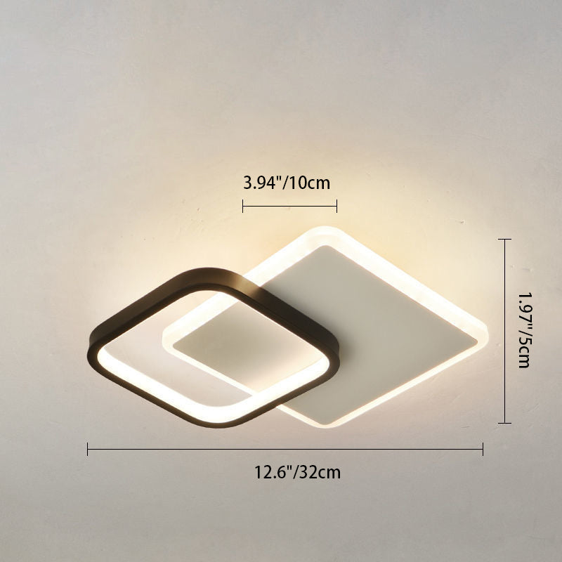 مصباح سقف LED معدني هندسي معاصر من الحديد بتصميم اسكندنافي، يُثبّت في الردهة
