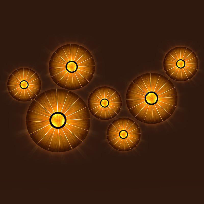 مصباح حائطي تقليدي عتيق من الخشب على شكل قرص دائري مزود بإضاءة واحدة لغرفة الطعام