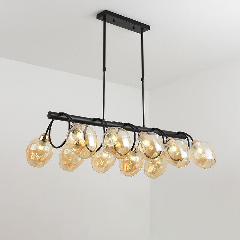 Nordic Light Luxury Gradient Glass Linear 6/8/10 Light Island Light Chandelier