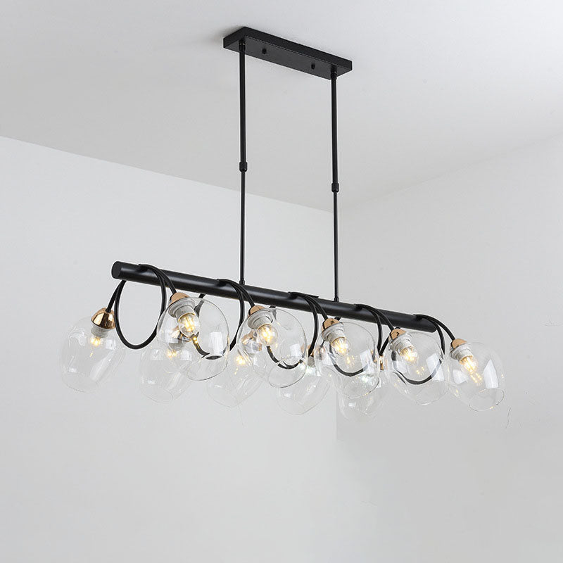 Nordic Light Luxury Gradient Glass Linear 6/8/10 Light Island Light Chandelier