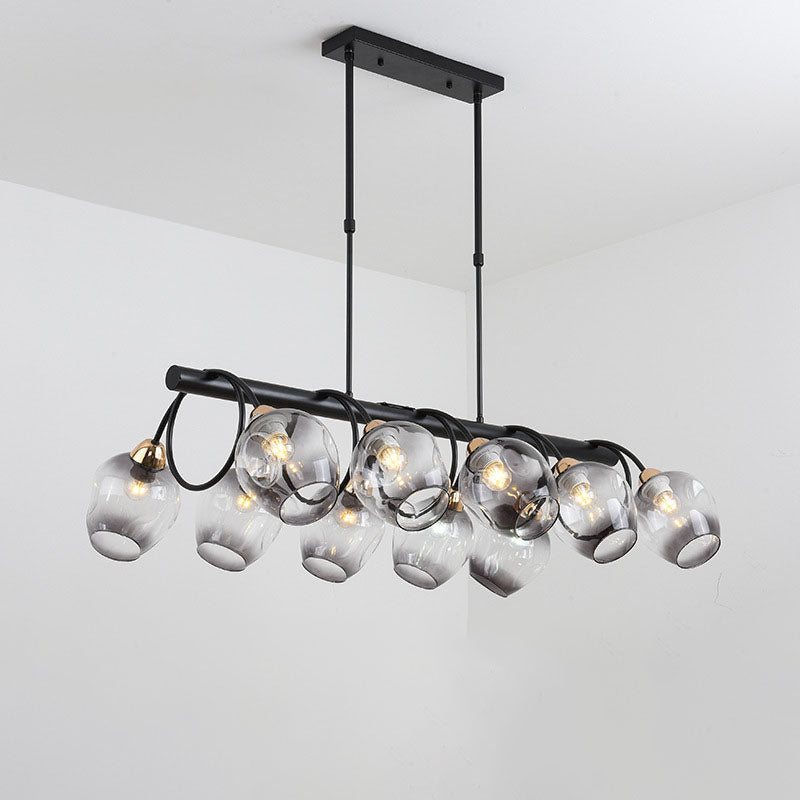 Nordic Light Luxury Gradient Glass Linear 6/8/10 Light Island Light Chandelier