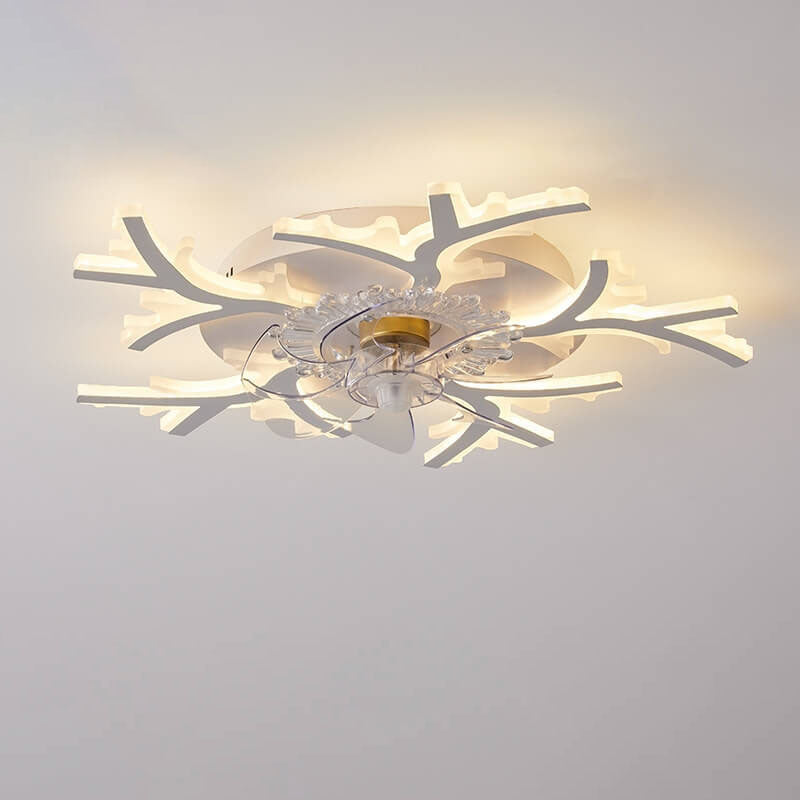 Scandinavian Modern Star Line Iron Acrylic Plastic LED Flush Mount Ceiling Fan Light