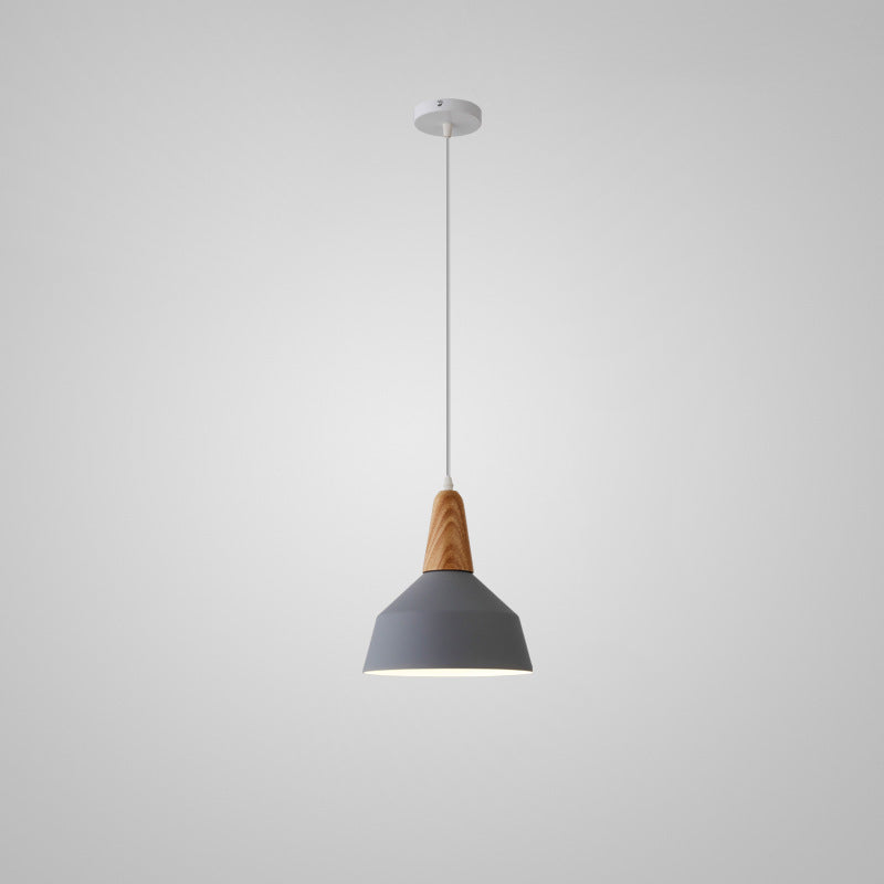 Nordic Minimalist Macaron Solid Color Aluminum Wood 1-Light Pendant Light