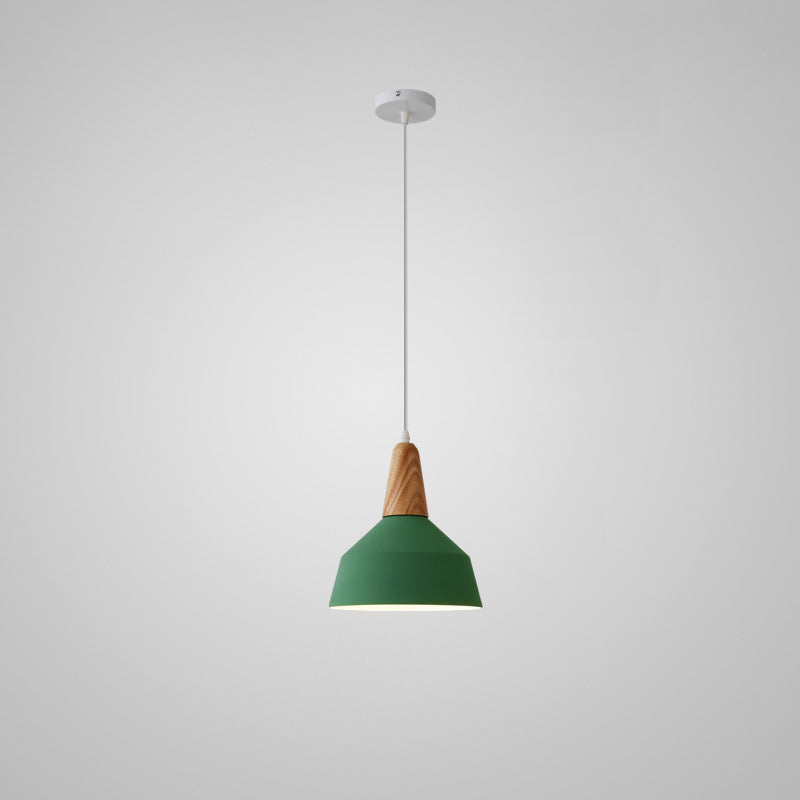 Nordic Minimalist Macaron Solid Color Aluminum Wood 1-Light Pendant Light