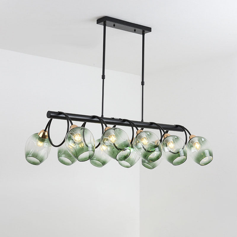 Nordic Light Luxury Gradient Glass Linear 6/8/10 Light Island Light Chandelier