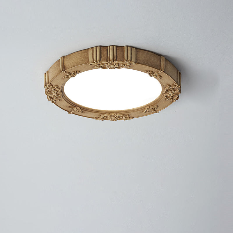 مصباح سقف LED دائري الشكل من الحديد والراتنج والأكريليك بتصميم عصري بسيط لغرفة النوم