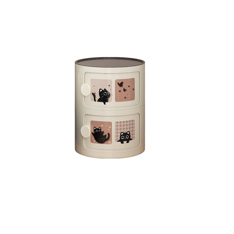 Contemporary Creative Cylindrical ABS Nightstand 2/3 Drawer For Bedroom