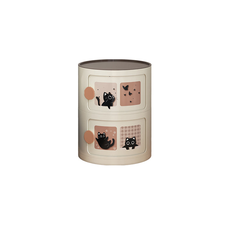 Contemporary Creative Cylindrical ABS Nightstand 2/3 Drawer For Bedroom