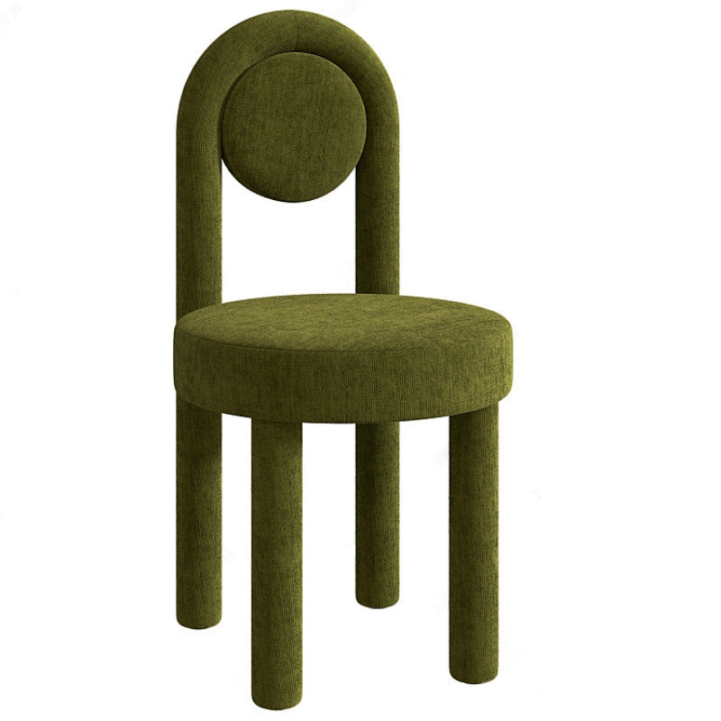 Modern Minimalist Round Velvet Iron Vanity Stool Backrest Armless For Bedroom