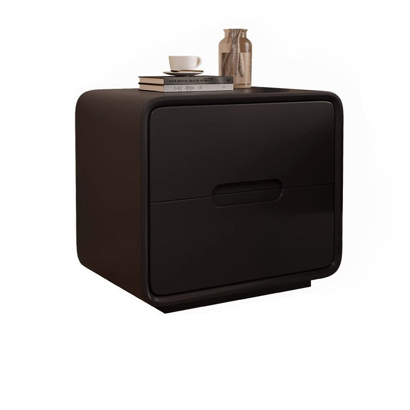 Modern Minimalist Rectangular Solid Wood Nightstand 2-Drawer For Bedroom