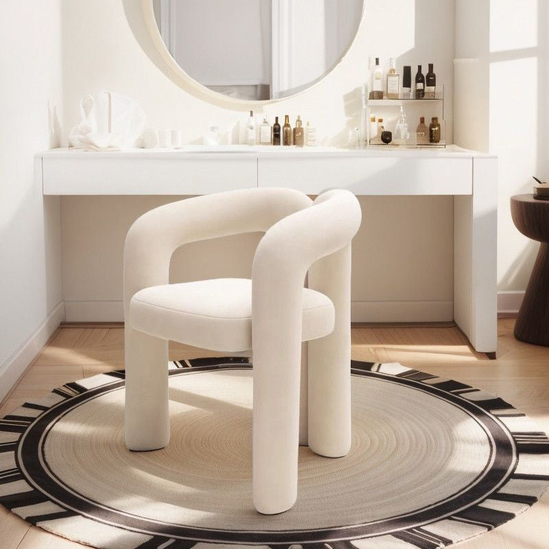 Contemporary Creative Curved Velvet Iron Vanity Stool Backrest Armless For Bedroom