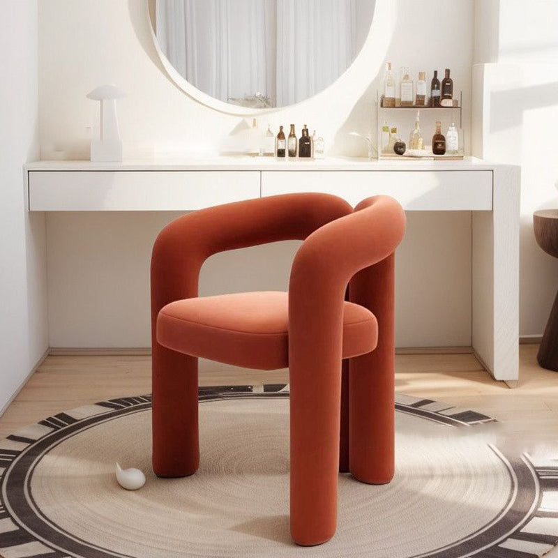 Contemporary Creative Curved Velvet Iron Vanity Stool Backrest Armless For Bedroom