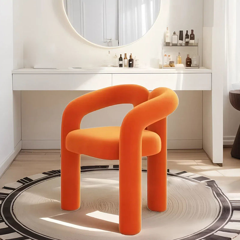 Contemporary Creative Curved Velvet Iron Vanity Stool Backrest Armless For Bedroom