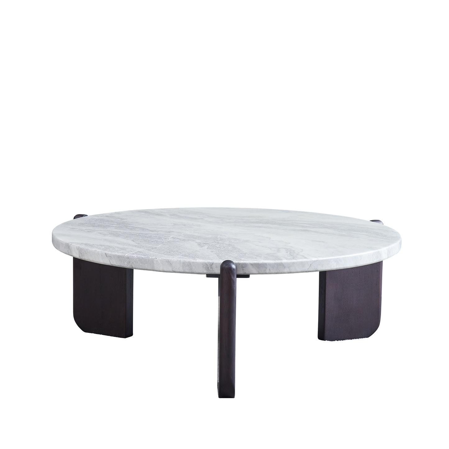 Round Faux Marble Solid Wood Coffee Table - Nordic Natural Texture Accent Table For Living Room