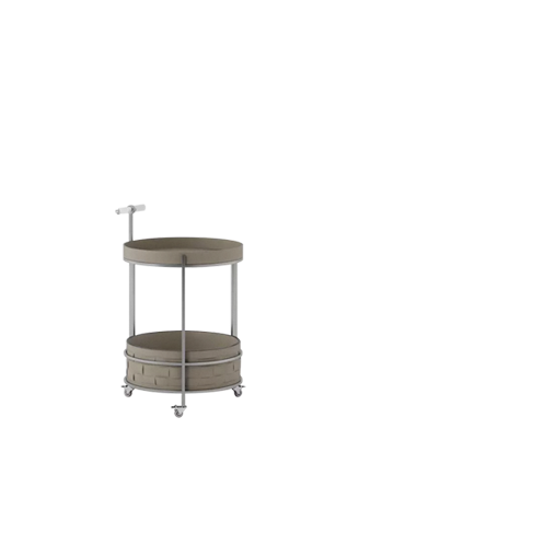 Rolling Round Saddle Leather Acrylic Side Table - Vintage Dual-Layer Storage Trolley With Stainless Steel Frame For Living Room