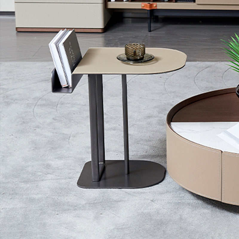 Semi-Round Narrow Saddle Leather Side Table - Luxury Space-Saving End ...