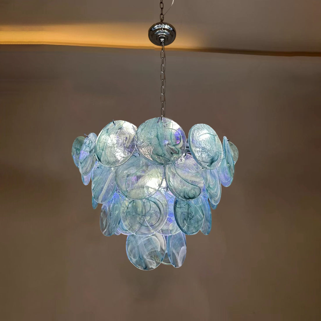 Traditional French Flower Shaped Iron Glass 5/9/12 Light Chandelier For Living Room
