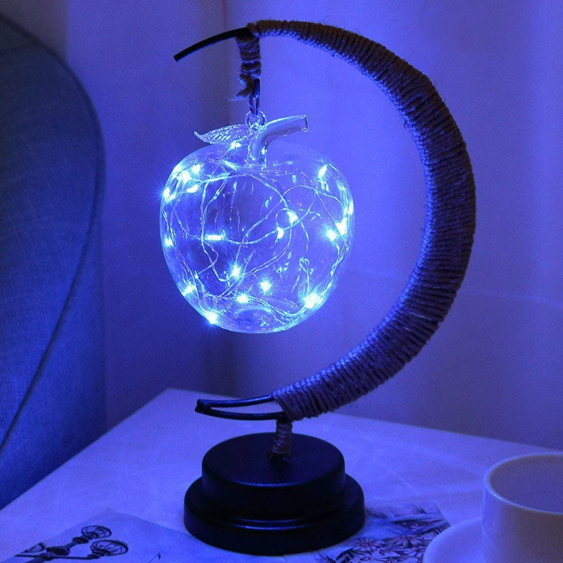 Modern Decorative Moon Orb Stars Iron Plastic Rattan Battery USB Table Lamp