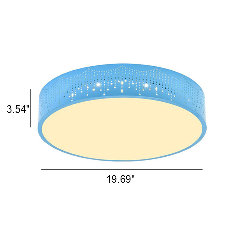 Modern Creative Meteor Round Children's Iron Acrylic LED Flush Mount Light