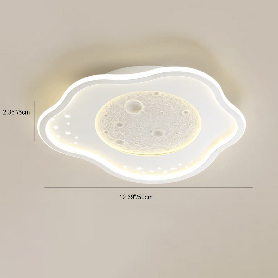 Contemporary Nordic Iron Acrylic Planet Moon Round Triangle LED Flush Mount Ceiling Light For Bedroom