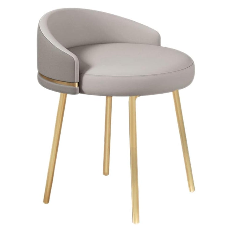 Contemporary Nordic Round Houndstooth Faux Leather Fabric Splicing Vanity Stool Low Back For Bedroom